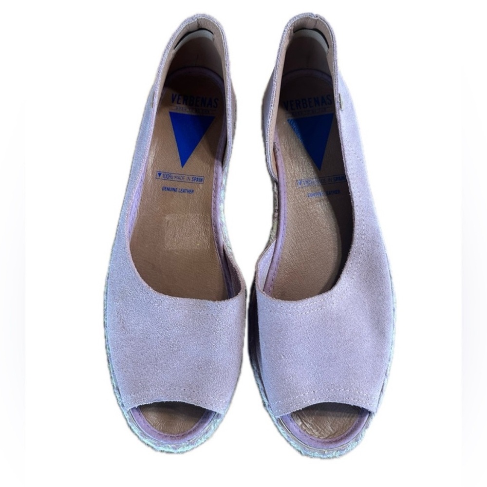 Verbenas Lavender Suede Espadrille Peep-Toe Flats